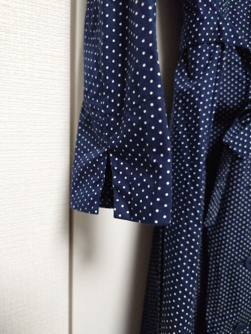 Agnes b Polka Dot Dress Navy Cotton Long Sleeve Women’s 38 Made in France