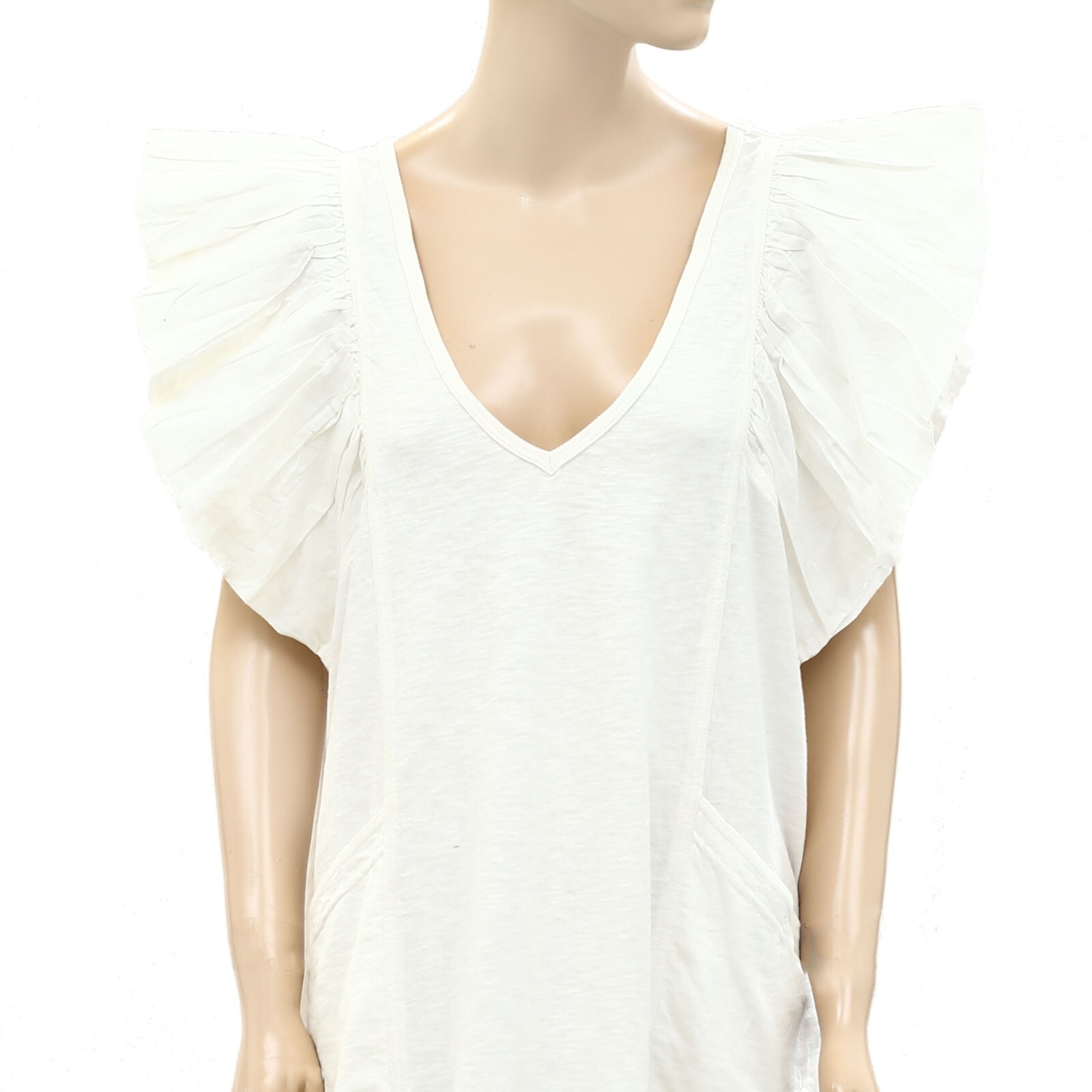 Daily Practice by Anthropologie Flutter-Sleeve Tee Dress Cotton Ruffle L 259921