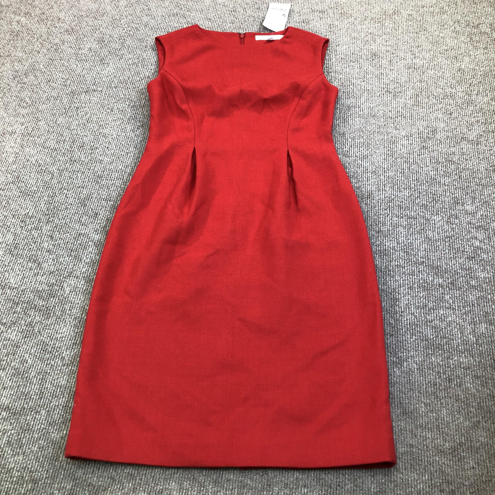 Brooks Brothers Dress Womens 2 Red Sheath Boat Neck Sleeveless Stretch Career
