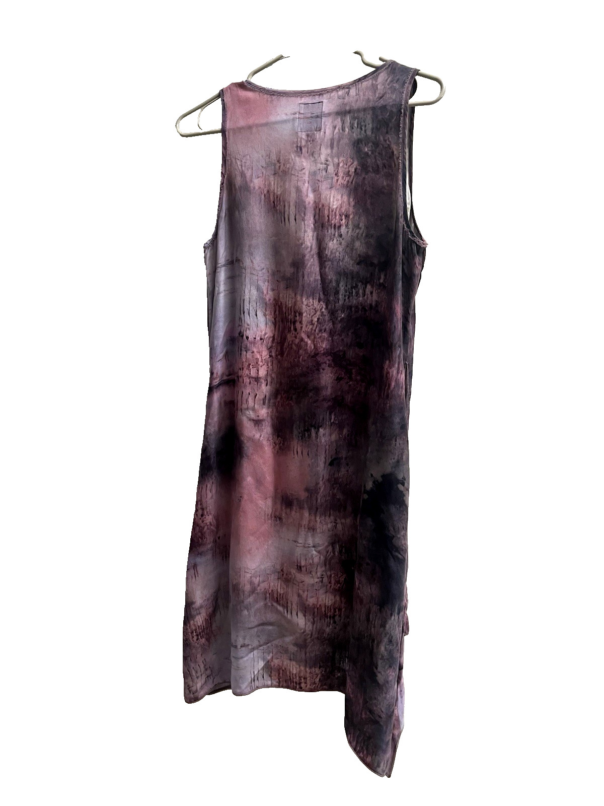 Go silk machine washable sleeveless sheath dress tie die muted purple Medium