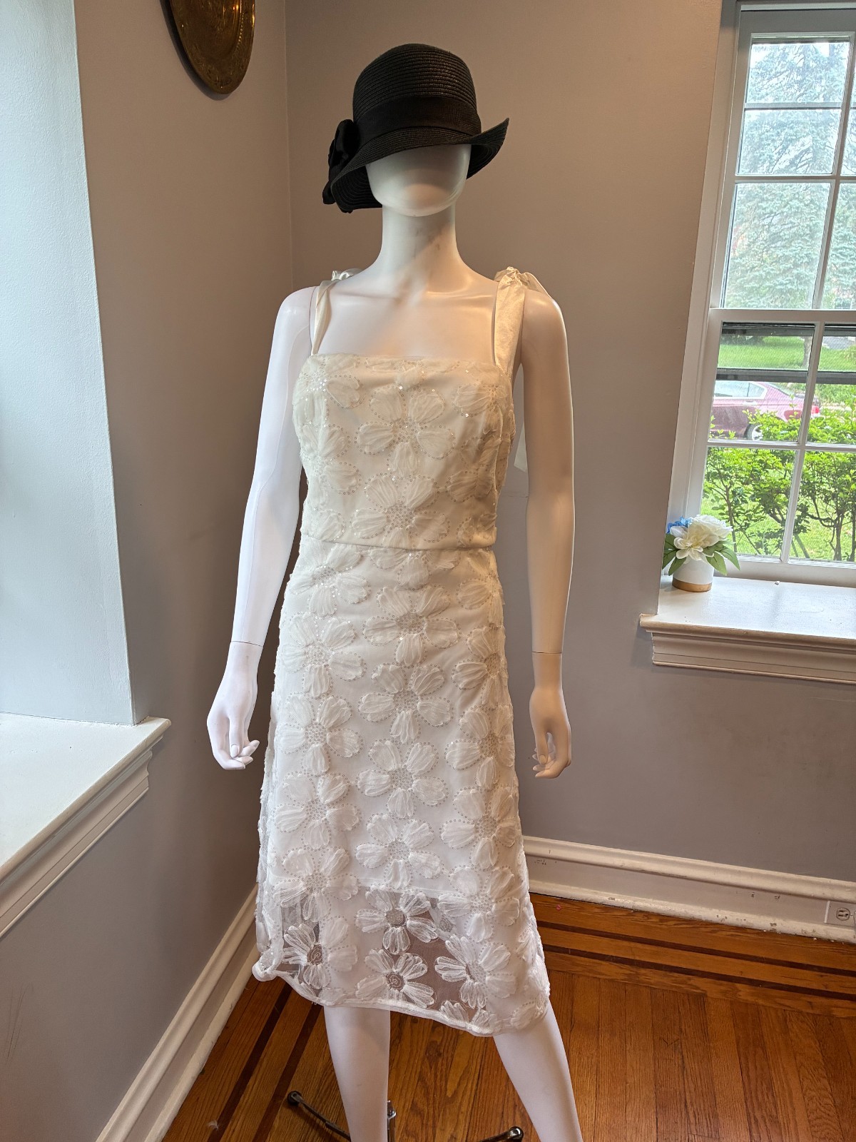 Adrianna Papell Women’s Ivory Lace One Shoulder Midi Dress Size 18