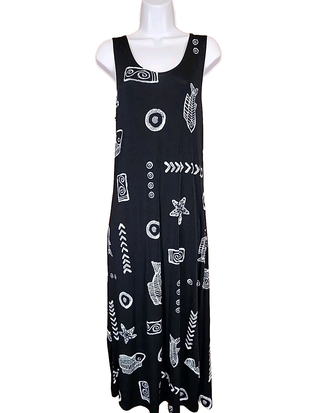 Royal Creations Made in USA Black White Sea Beach Nylon Blend Dress Medium M R3