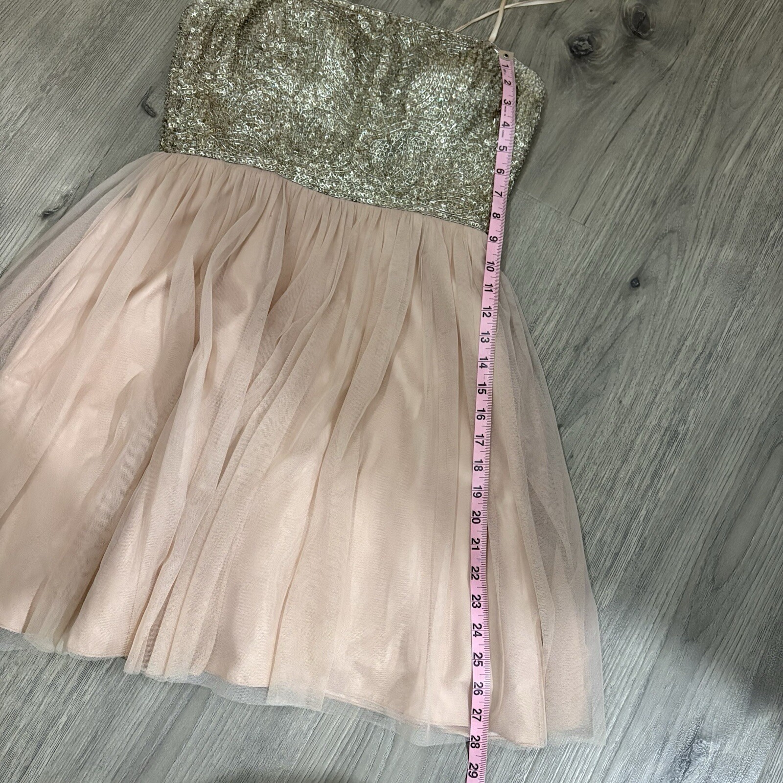 AIDAN MATTOX Sz 6 Blush Beaded Top Tulle Party Prom Pageant Dress Sparkle Short