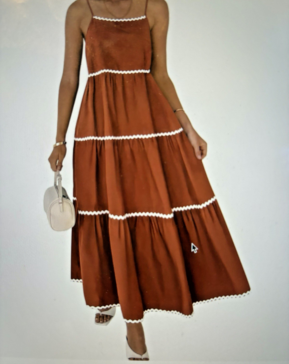 BTFMB Sundress Ric Rac Trim Tiered A-Line Long Casual Vacation Dress Small NWT