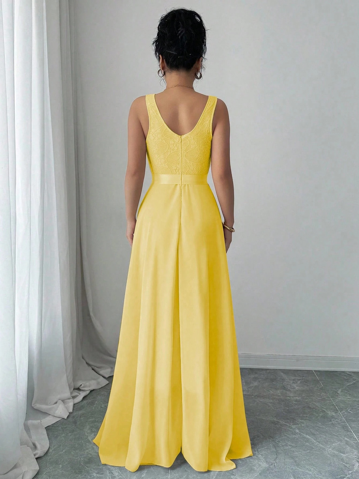 Elegant Women’s A Line V Neck Maxi Dress