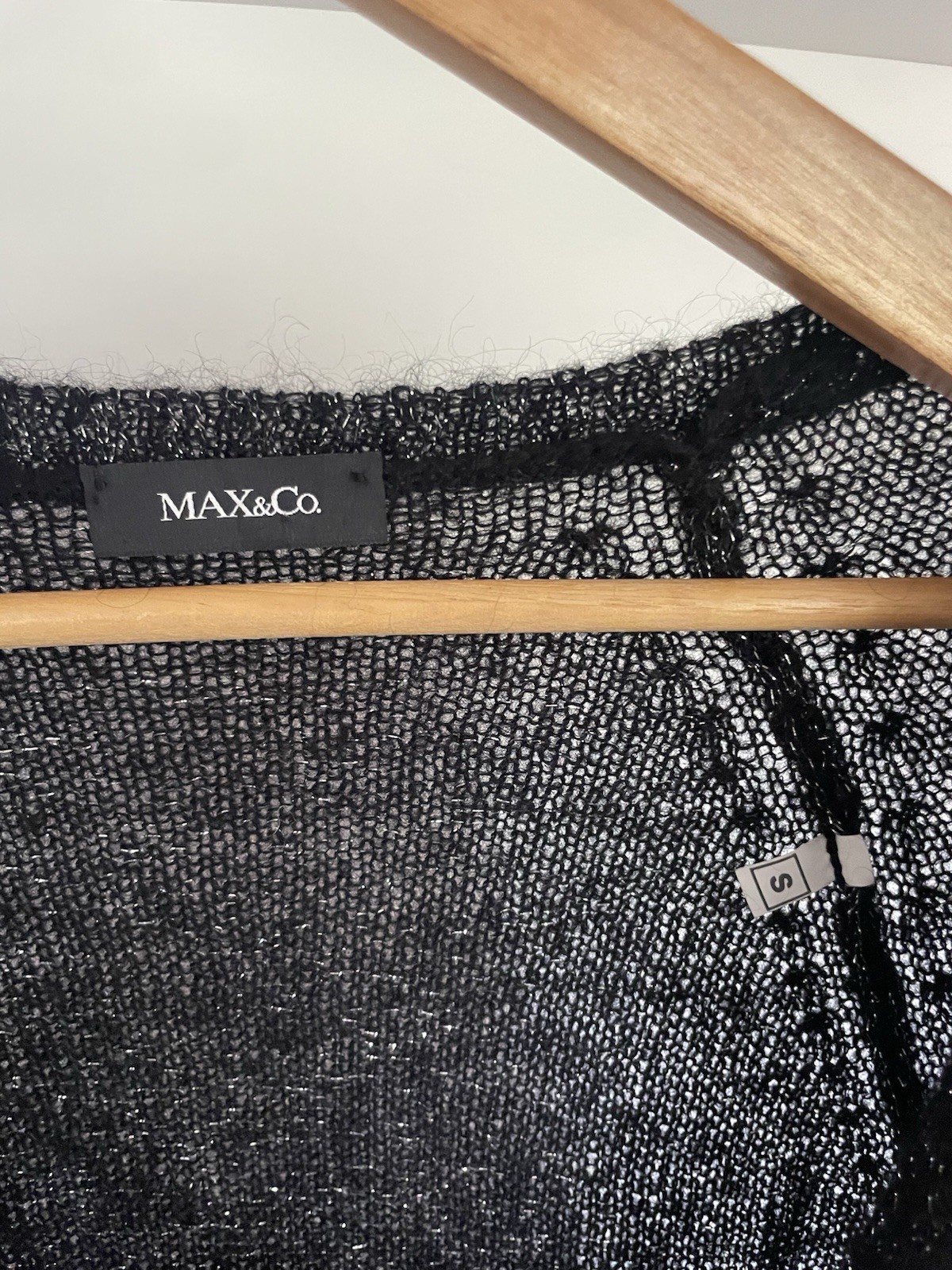 MAX&Co. Black Metallic Knit V-Neck Long Sleeve Jumper /Mini Dress Size S