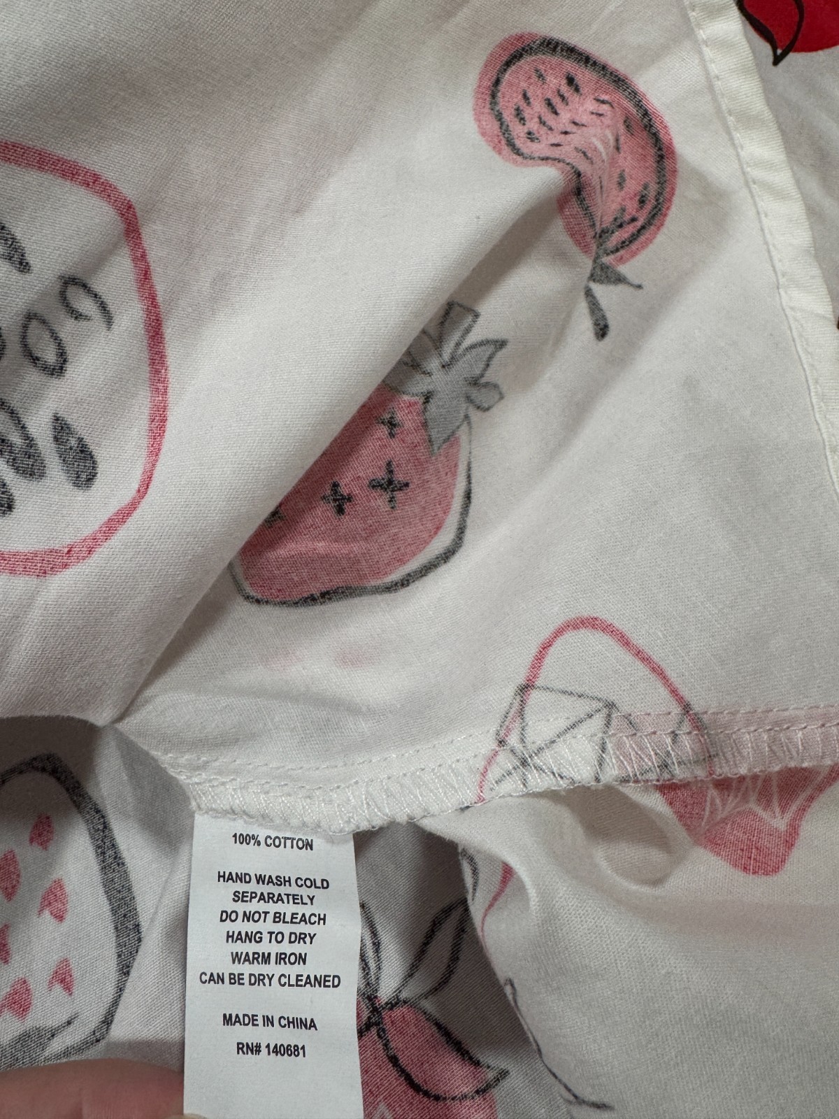 Unique Vintage MEDIUM White Strawberry Dress Retro Collared Tie Button