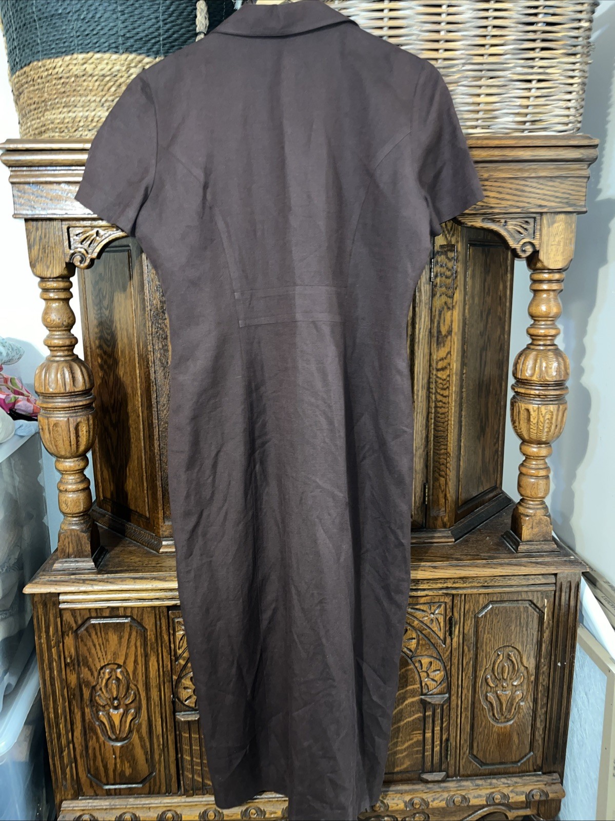 Positive attitude chocolate brown women’s maxi sheath dress size 8 linen blend
