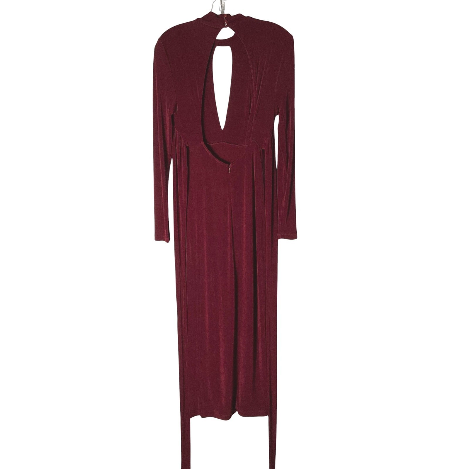 Bardot Ellis Maxi Dress Long Sleeve Backless Burgundy Sz Medium *READ FLAW*