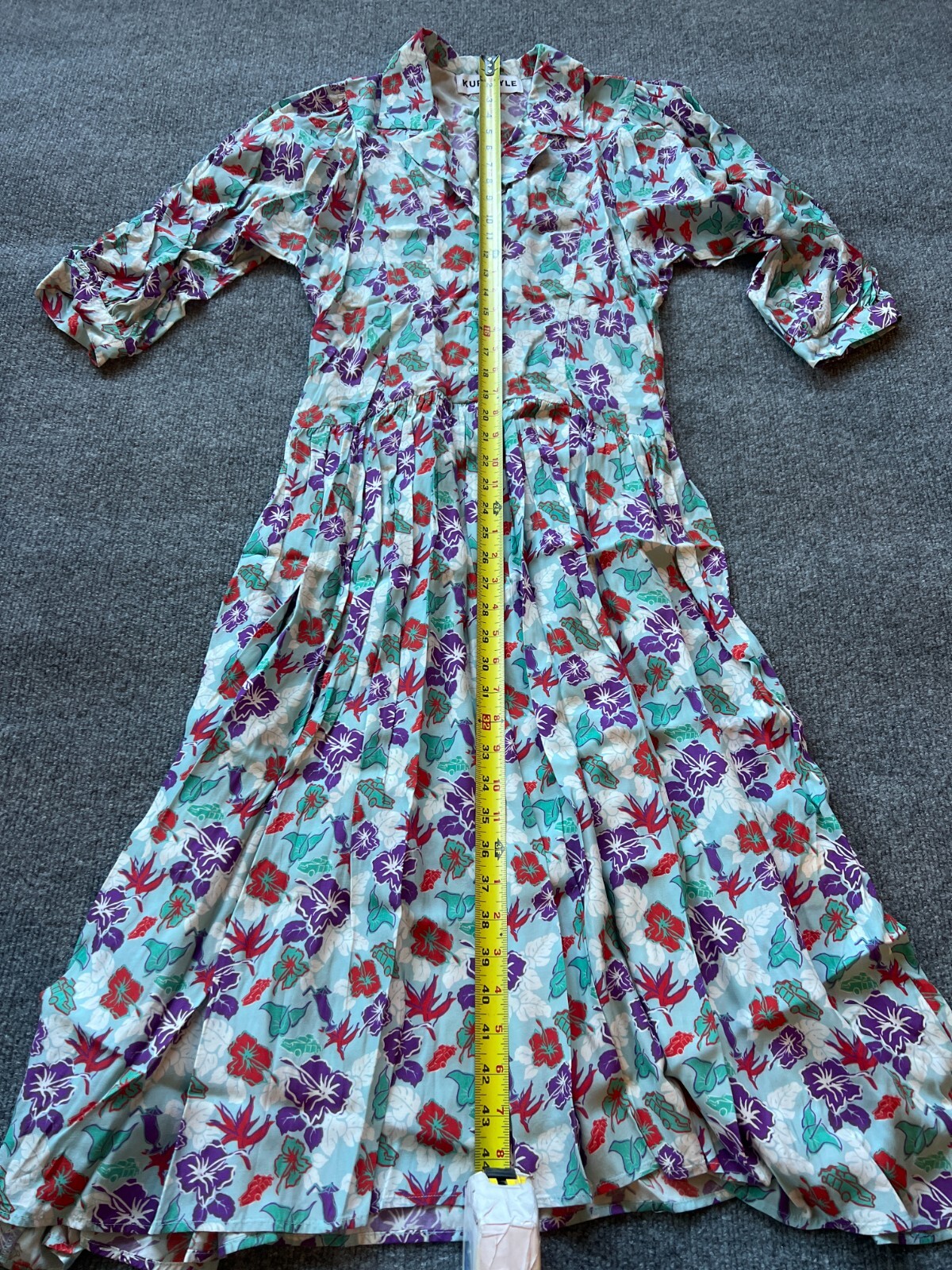 Kurt Lyle Womens Multicolor Floral Long Sleeve Cotton Knee Length A Line Dress S