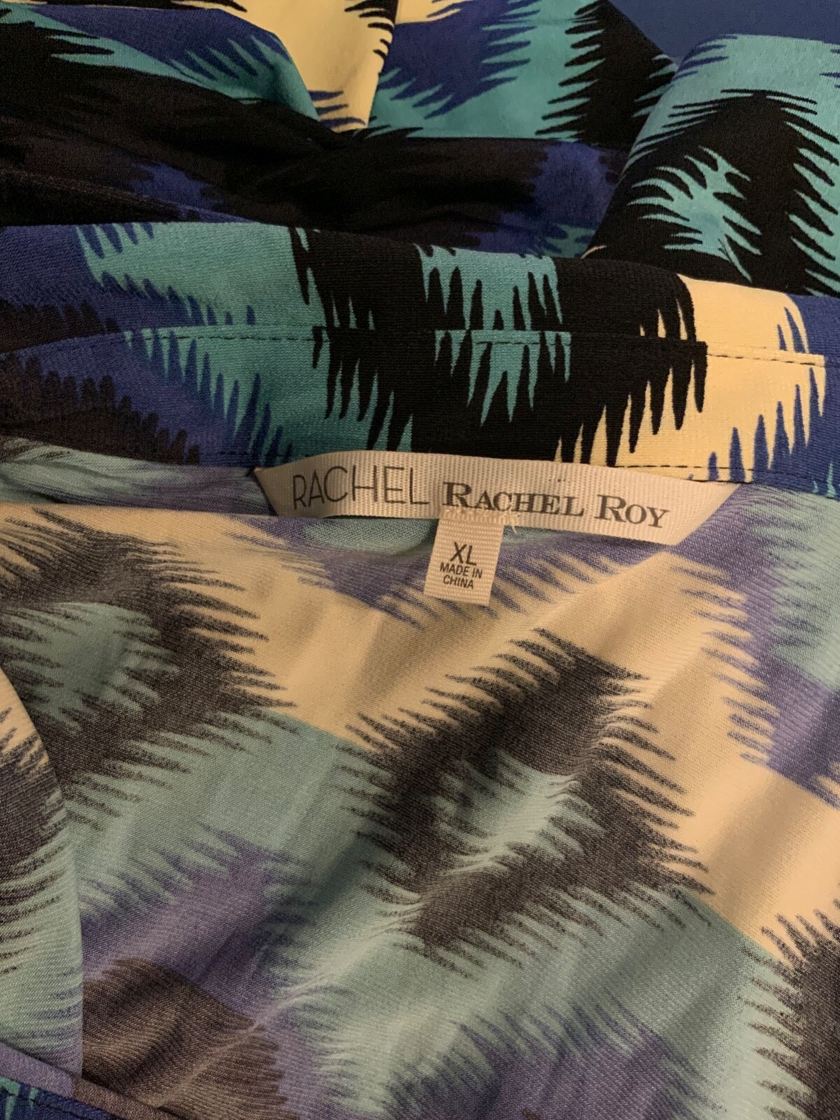 Rachel Roy Multi Blue Patterned “Desert Bloom Lapis Comb” Dress, Size XL, NWT!