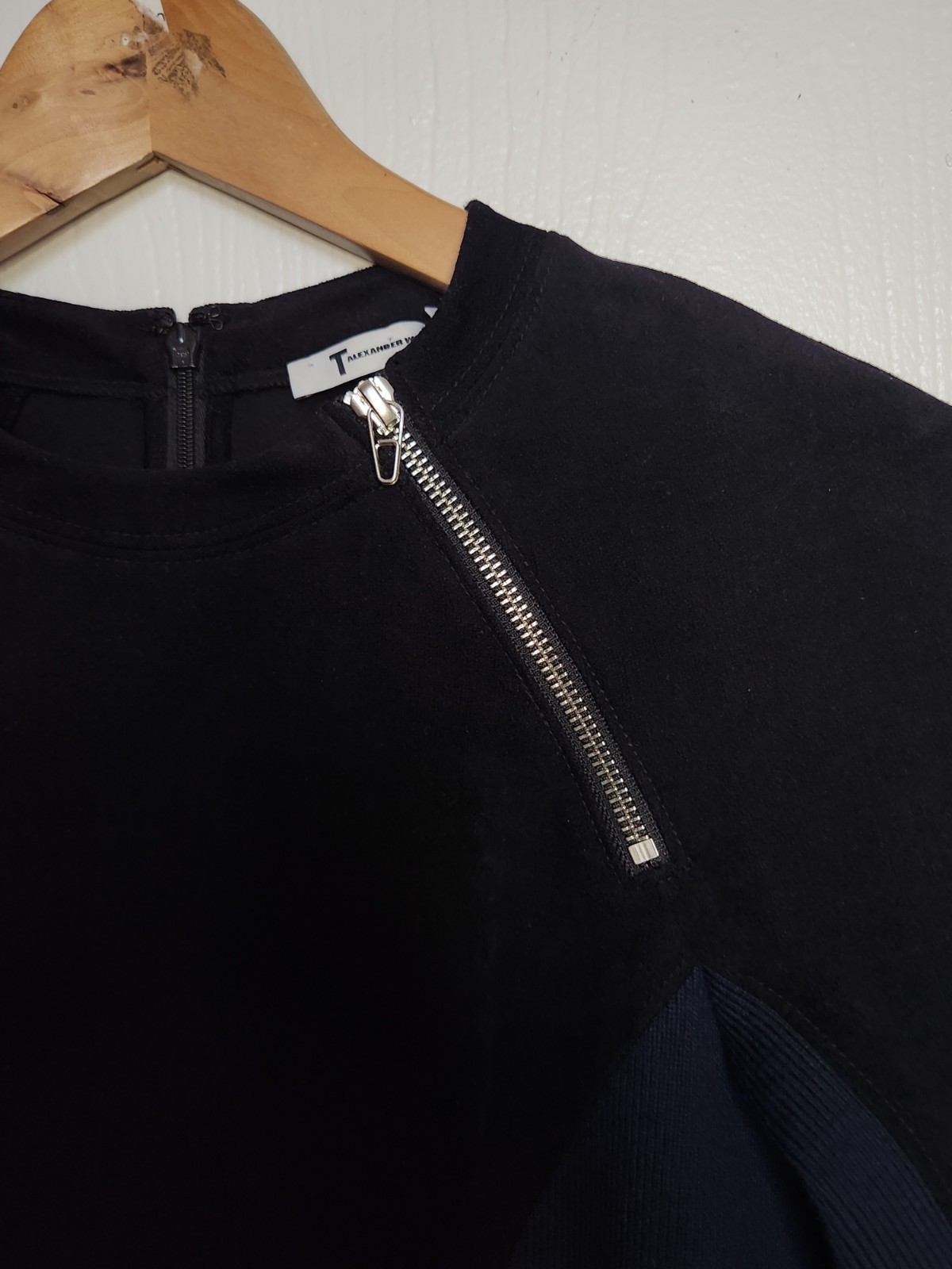 T By Alexander Wang Long Sleeve Scuba Zipper Dress Colorblock Blue Black Size 6