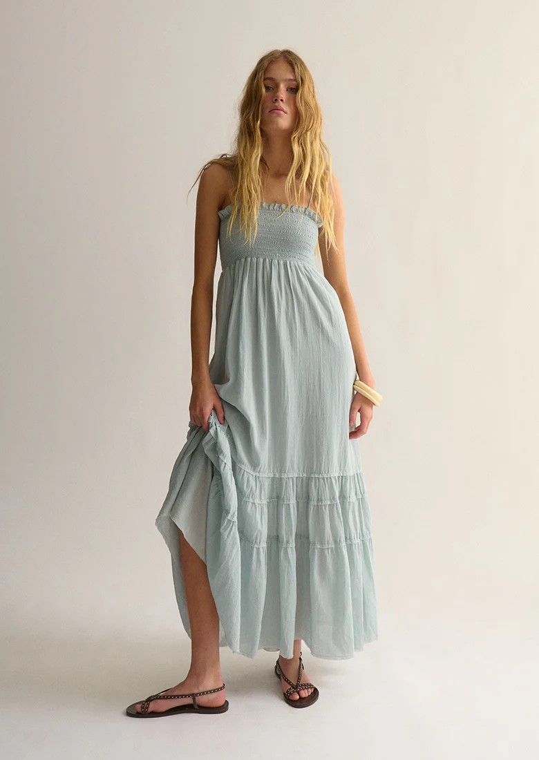 Ghanda Maxi Dress Light Blue – Small – NEW