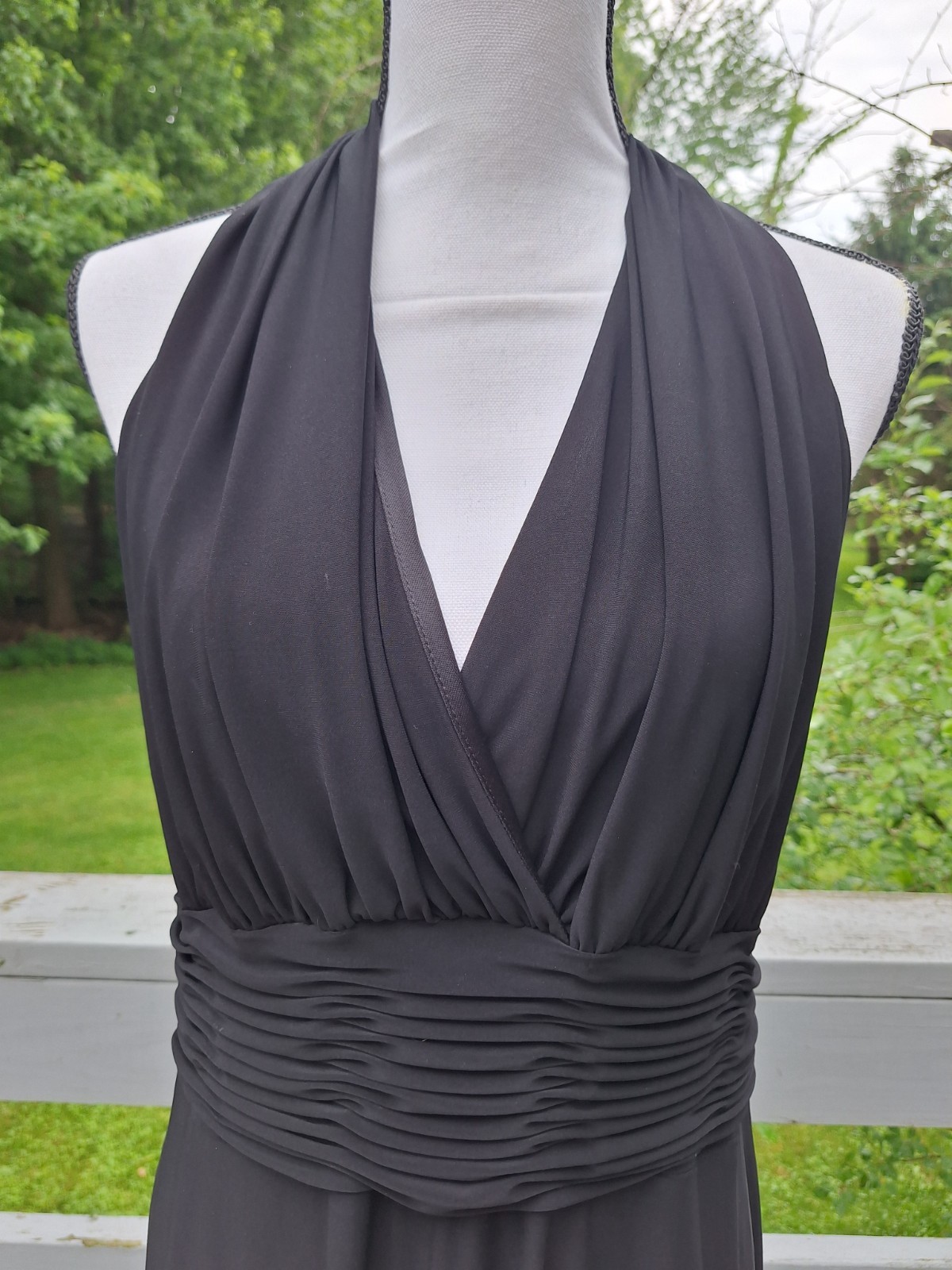 Evan-Picone Halter Dress Black Size 16 V-neck Polyester Blend Excellent