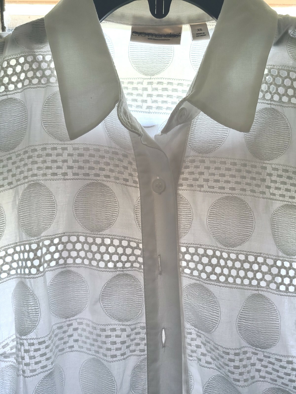 Eva Mendes NY&C Eyelet White Button Up Collar Mid Length Dress Size XS