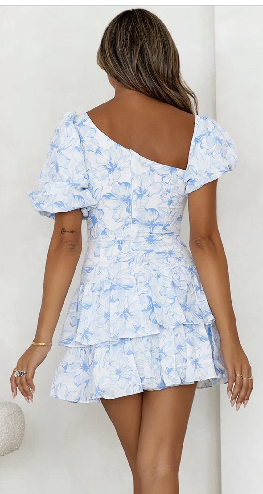 HELLO MOLLY LADYLIKE ETIQUETTE MINI DRESS floral white, light blue Size: M