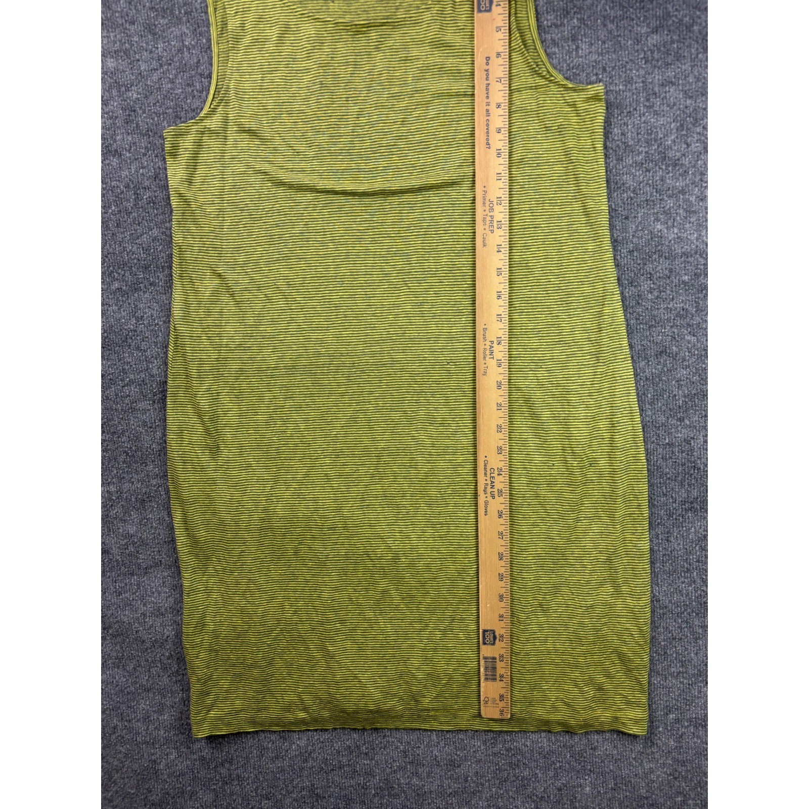 Eileen Fisher Shift Dress Womens Medium Lime Green Striped Sleeveless 100% Linen