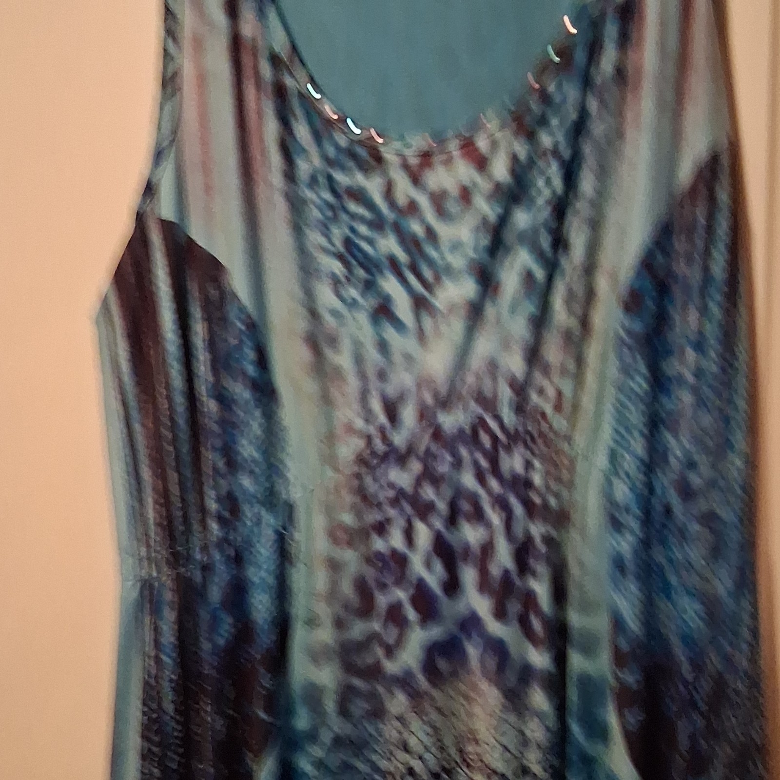 Sienna Sky Women’s L Long Maxi Dress Sleeveless Round Neck Leopard Beaded