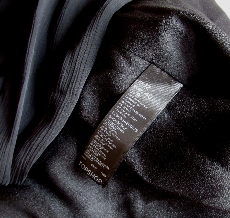 BNWT KATE MOSS TOPSHOP Black Chiffon One Shoulder Grecian Mini Dress UK Size 12