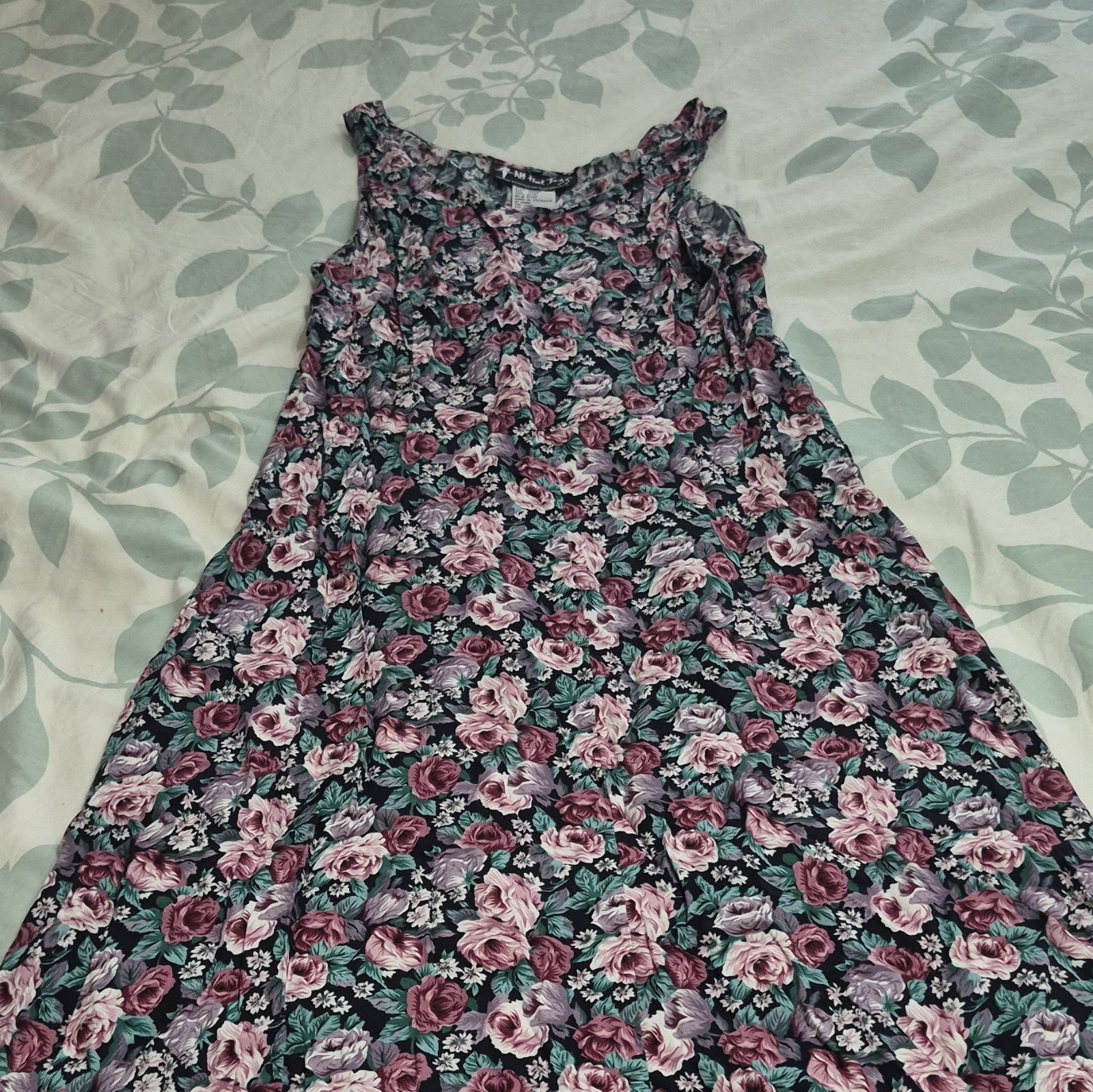 All That Jazz Floral Maxi Dress 11/12 Black Pink Woven Rayon Tie Scoop Neck