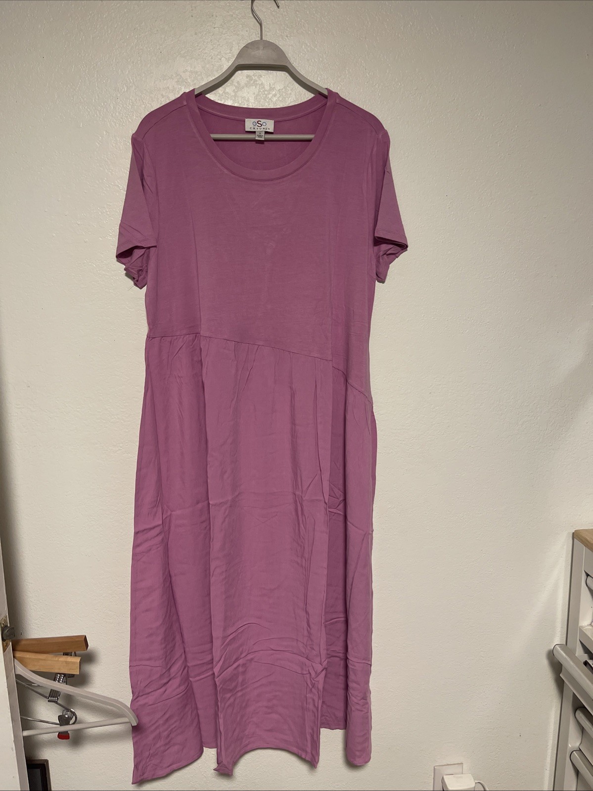 OSO Casuals Full Length Pink Dress Short Sleeve Size 1X NEW