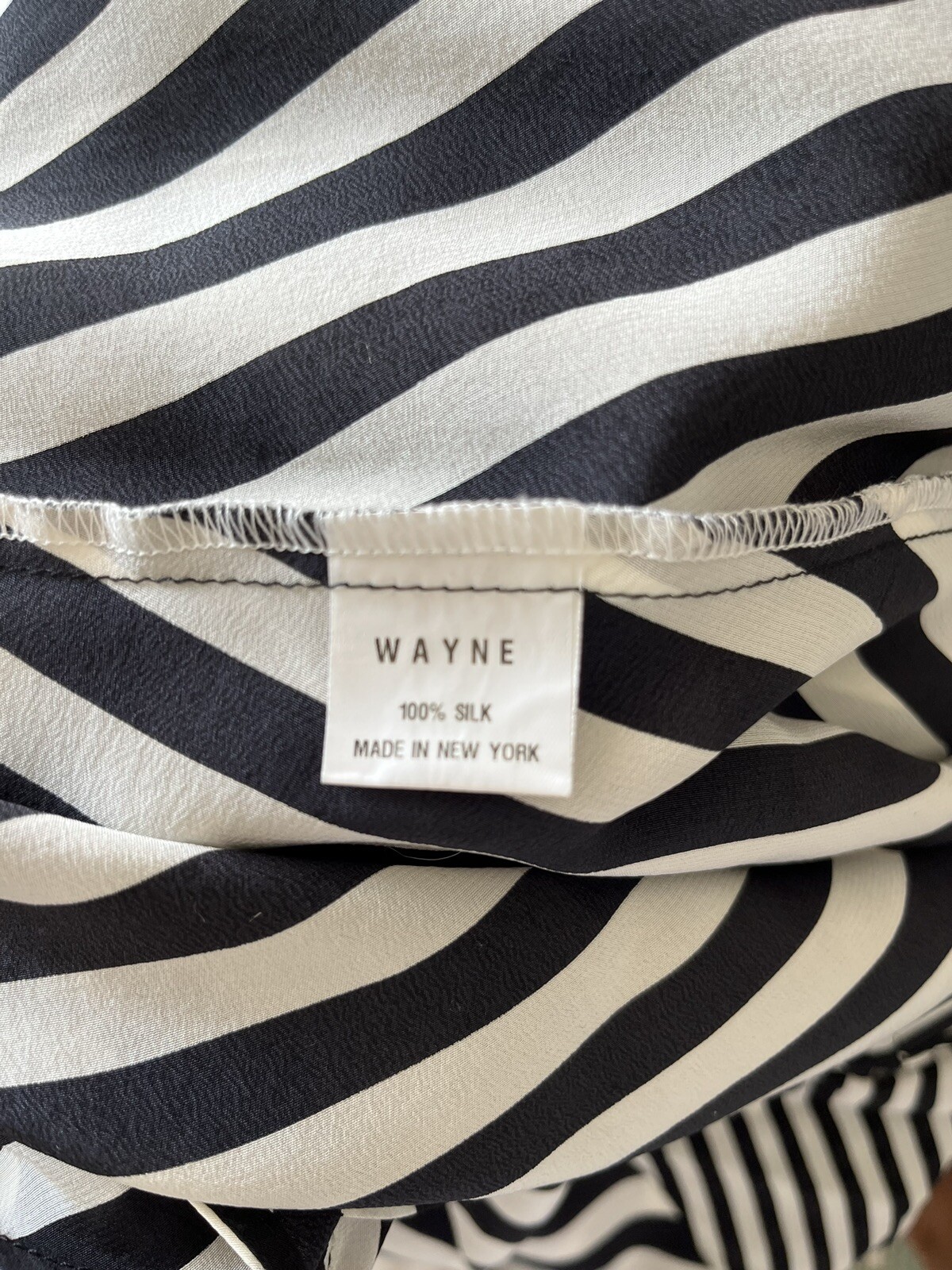 WAYNE BARNEY’S NEW YORK NEW! Black/Ivory Stripe 100% Silk A-Line Dress Sz S