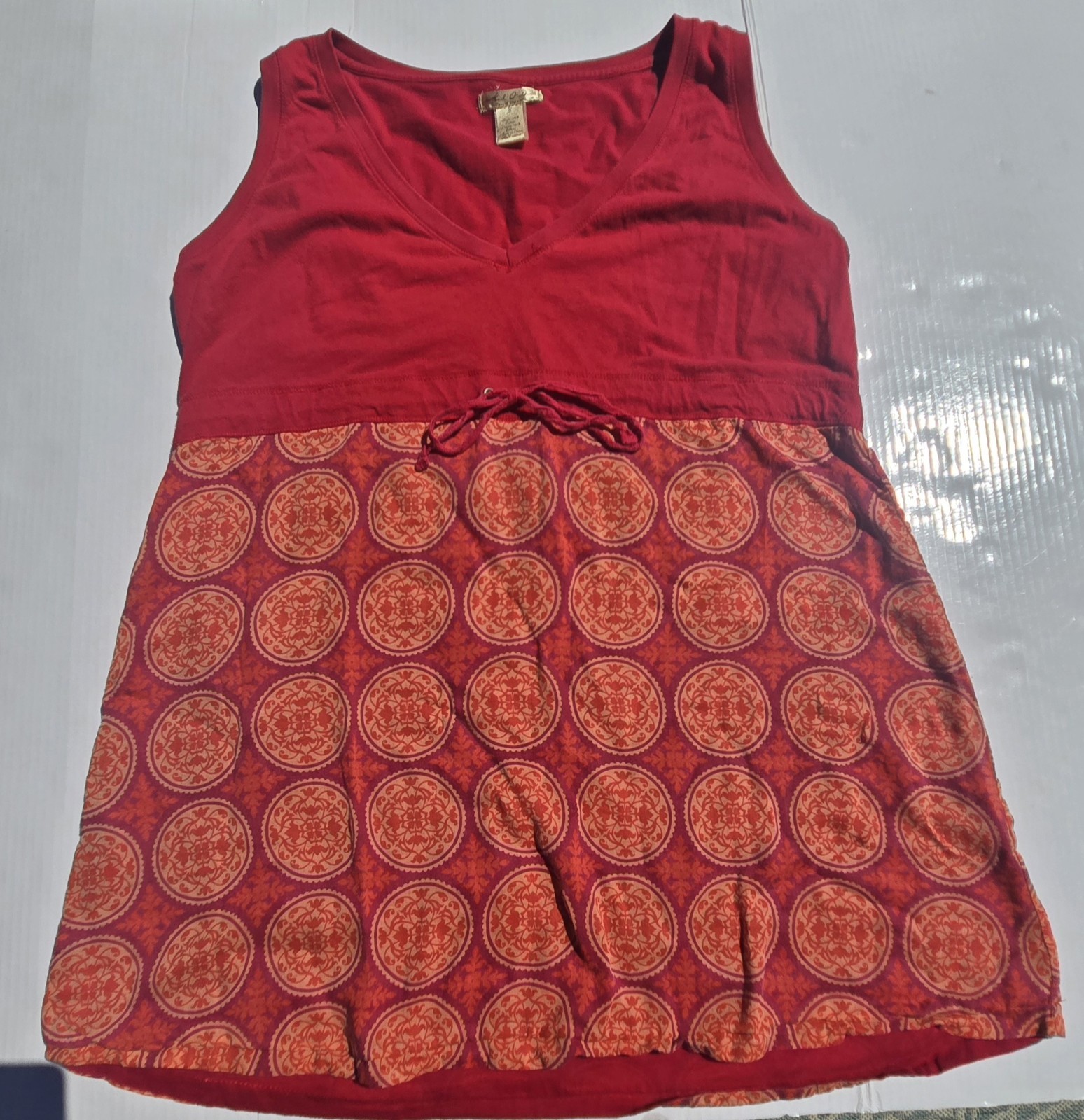 Vintage Boutique VAri-O-De Casual Elegance Babydoll Top Boho Cotton Size M