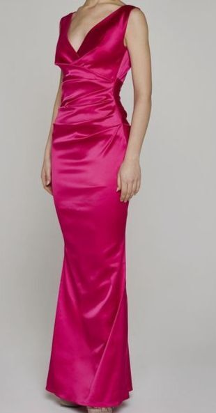 $1550 Talbot Runhof Women’s Pink Stretch Satin Duchesse Dress Size D 34/ US 4