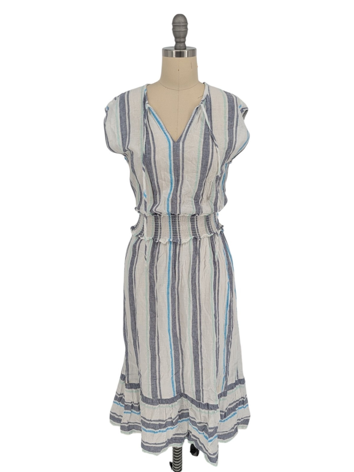 Rails Ashyln Aegean Blue Striped Blouson Dress size XSmall nautical preppy