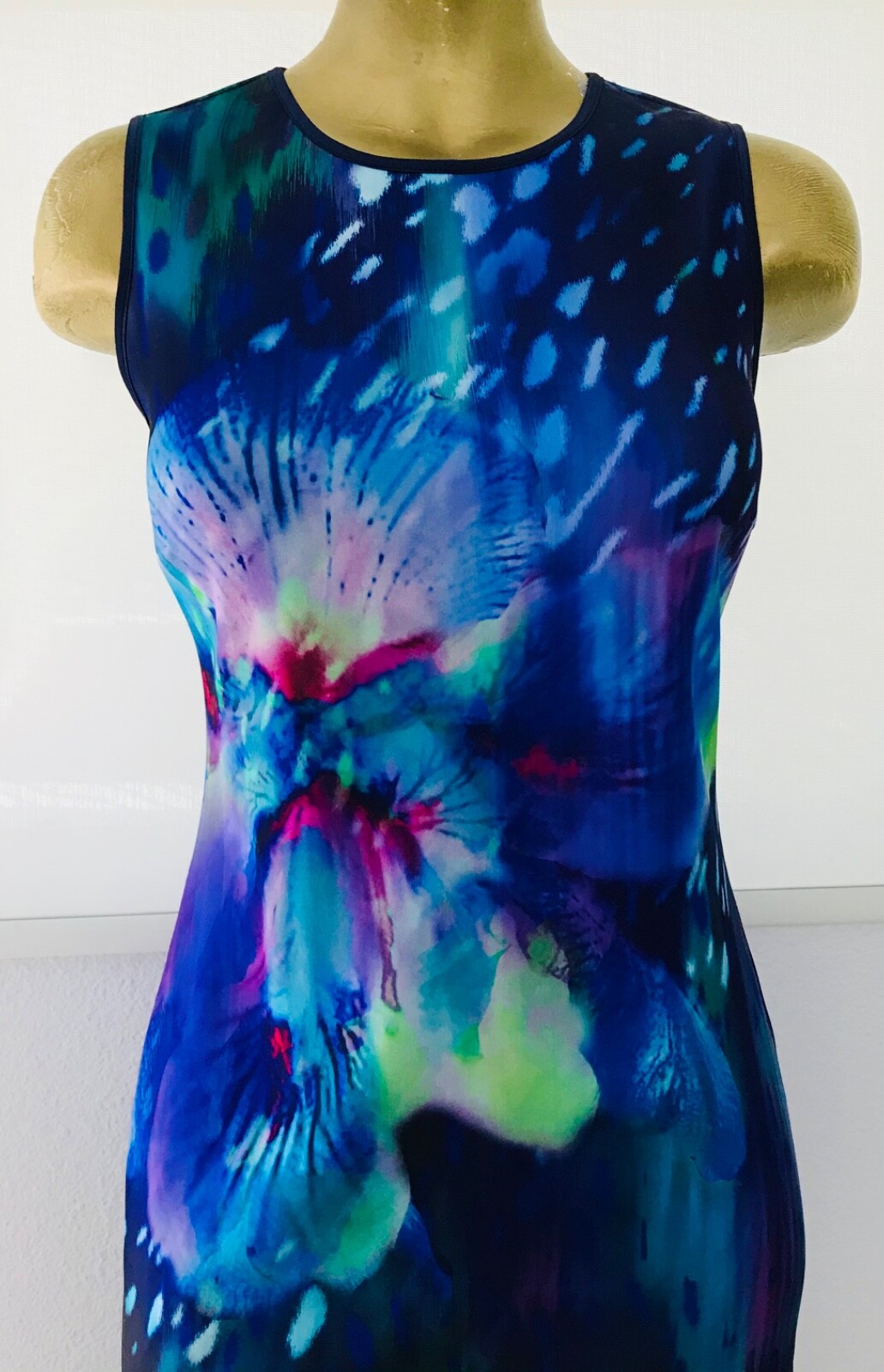 APT. 9 Chic Tropical Watercolor FLORAL Wearable Art Print Shift DRESS XS