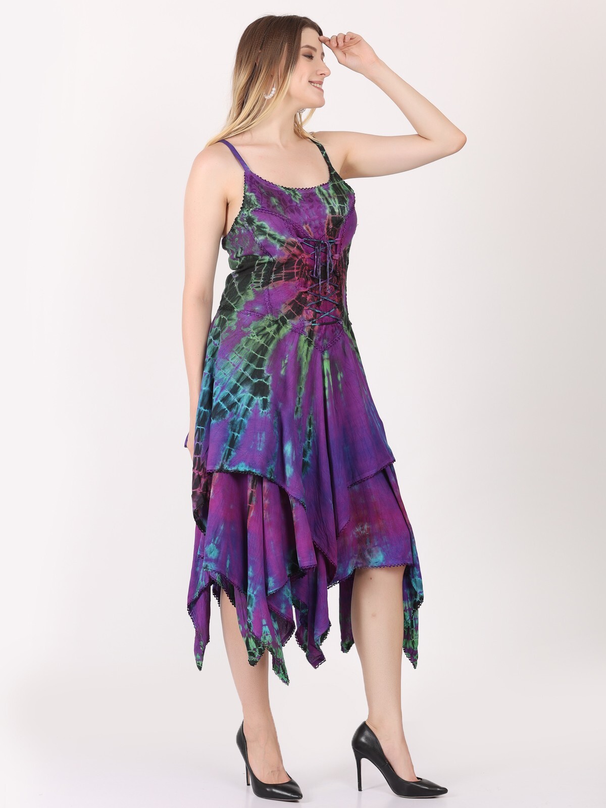 Women’s Casual Tie Dye Spaghetti Strap Pixie Fit & Flare Dress Wholesale Lot Mix