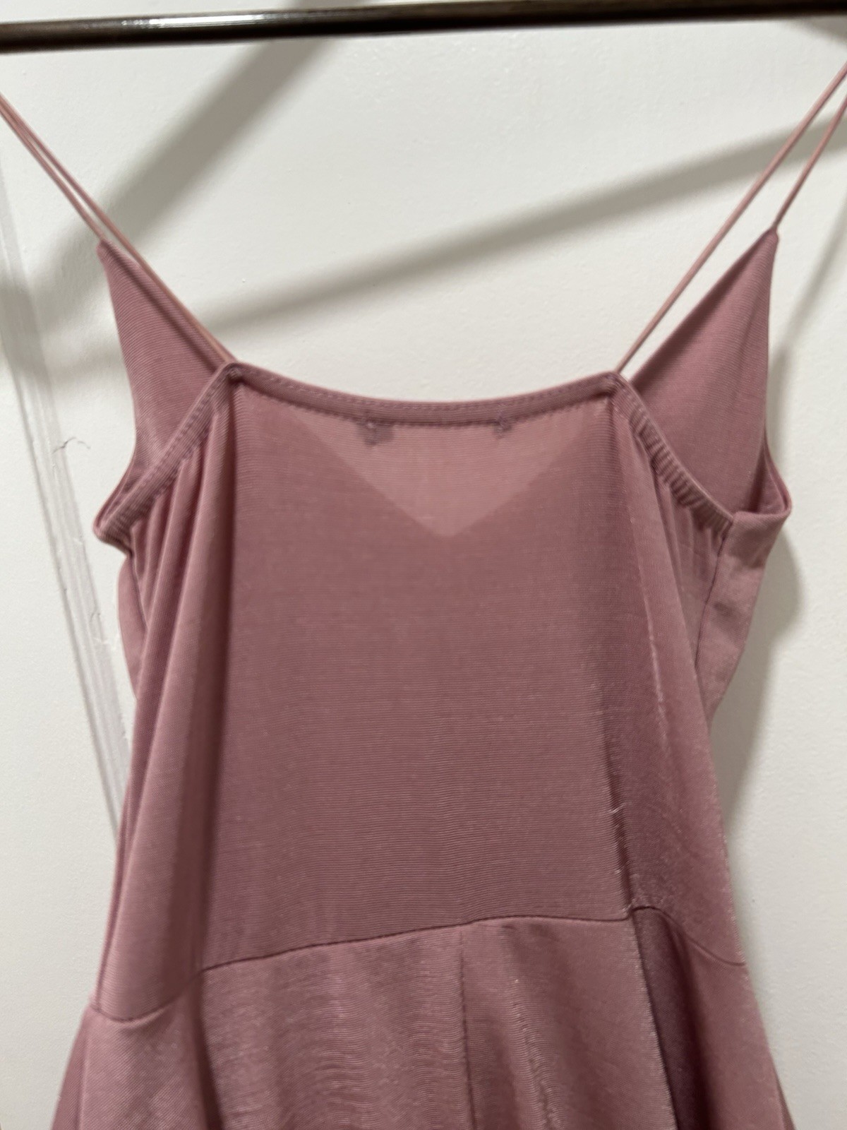 Womens Size 2 Pink Solid Fit & Flare Hi-Low Dress V-Neck Sleeveless Straps