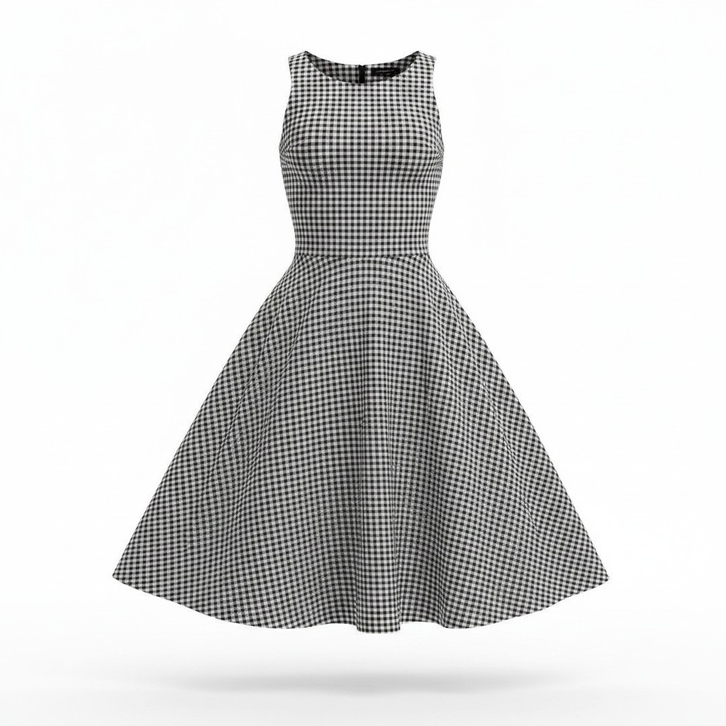 Banana Republic Gingham Midi Dress Womens Size 0 Black/White Sleeveless Tie