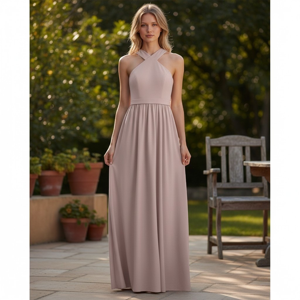 Lulus Heavenly Hues Mauve Rose Halter Maxi Dress Small Pink Formal Bridesmaid