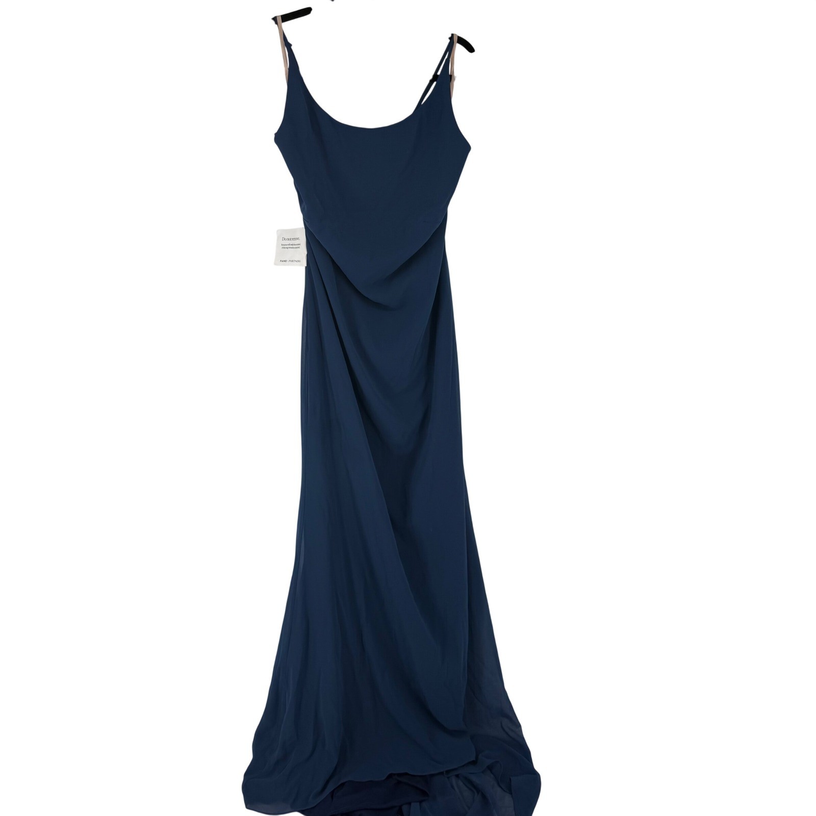 Fame and Partners Maxi Gown Womens 10 Navy Blue Open Back Formal Dress