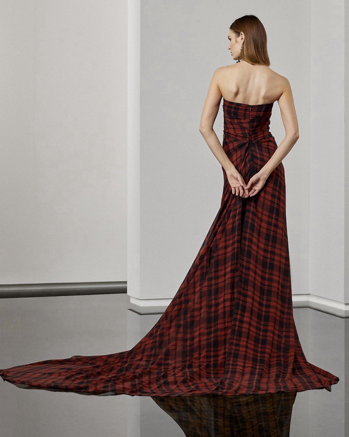 Ralph Lauren Purple Label Collection Holidays 2022 Plaid Silk Dress Gown US6 NWT