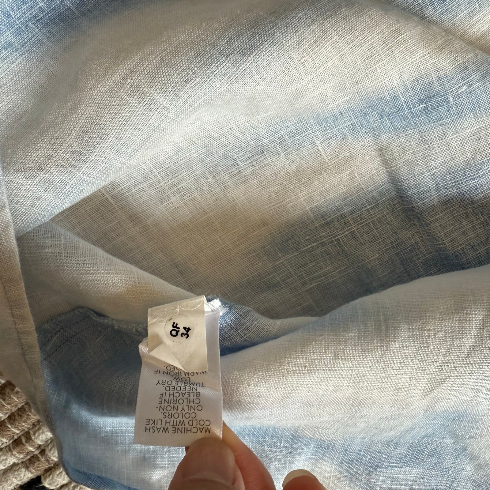 J Jill Love Linen A Line Blue White Beach Tie Dye Maxi w/ Pockets Women Dress