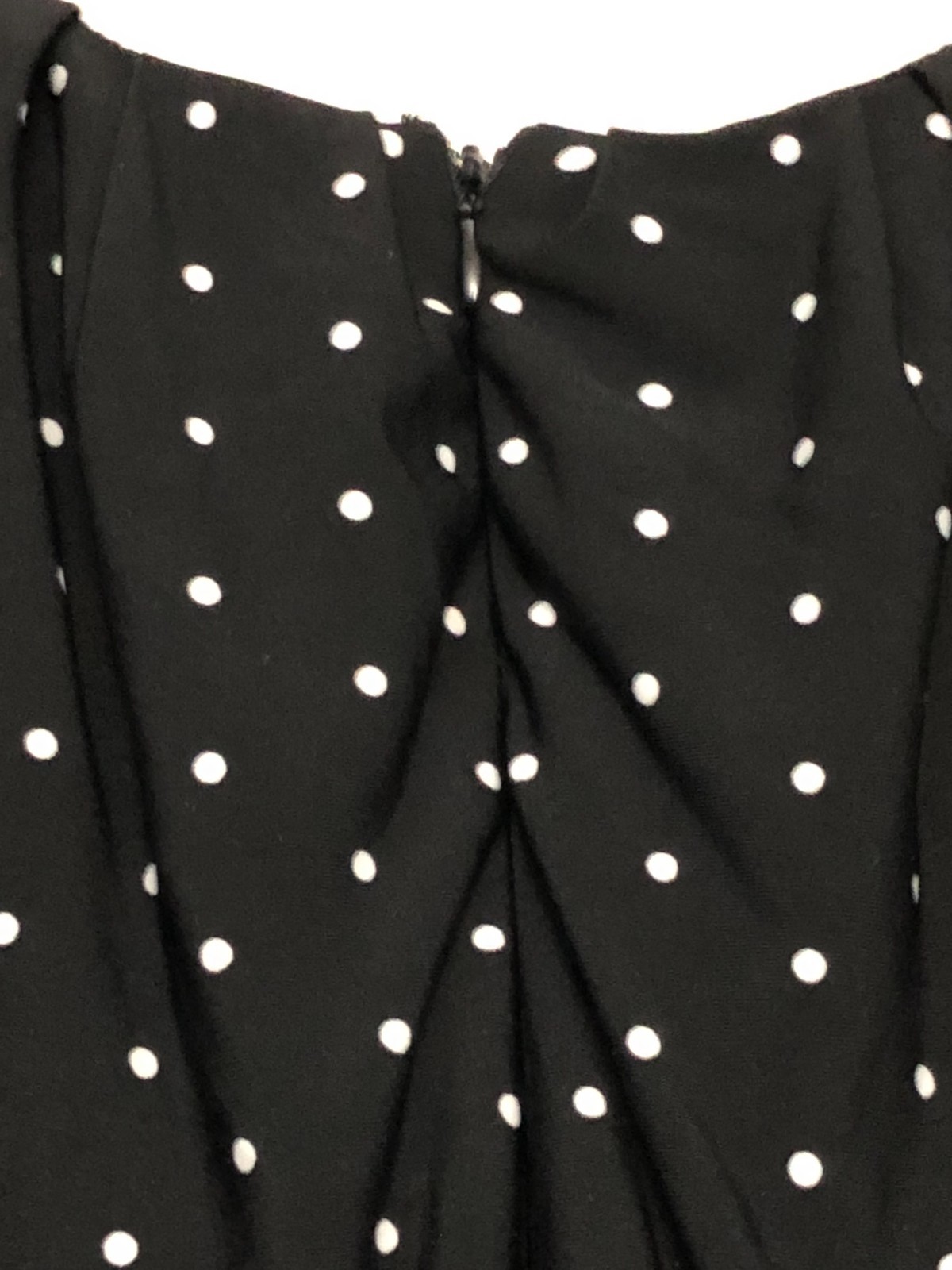 Coldwater Creek Womens Sleeveless Knit Midi Dress Sz 12 Black Polka Dot Ruched