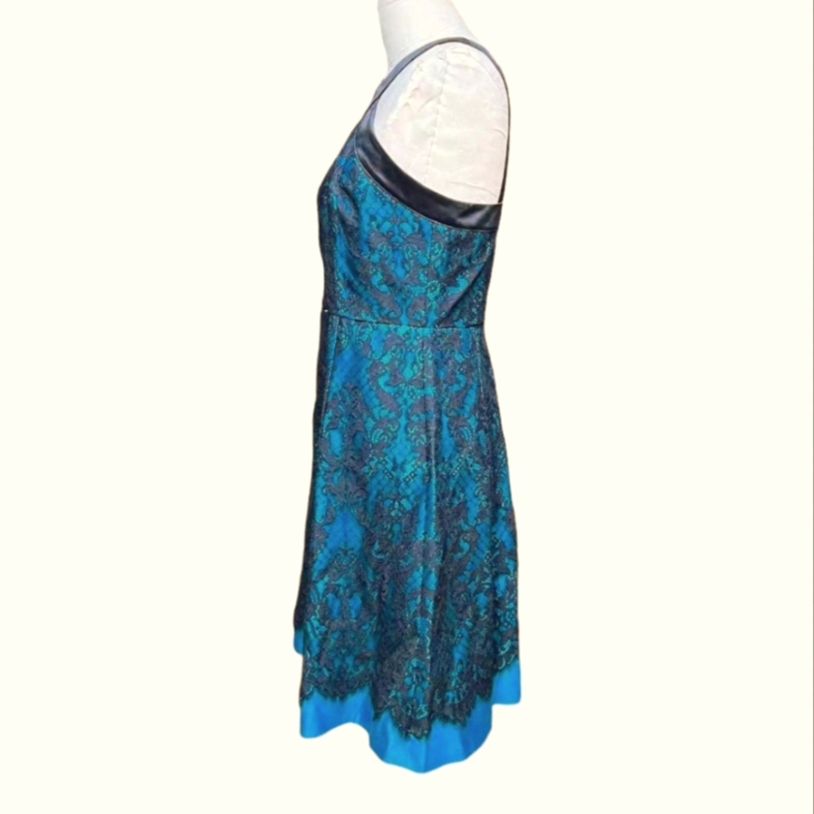 Draper James Betty Party pLace Halter MiniKnee Length Dress Teal Black Size 10