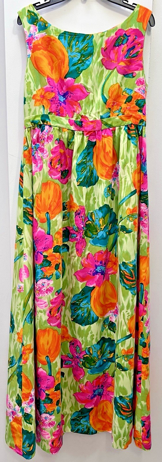 Vtg 60s Maxi Neon Floral Sundress Sz S Hawaiian Boho Hippie Psychedelic EUC