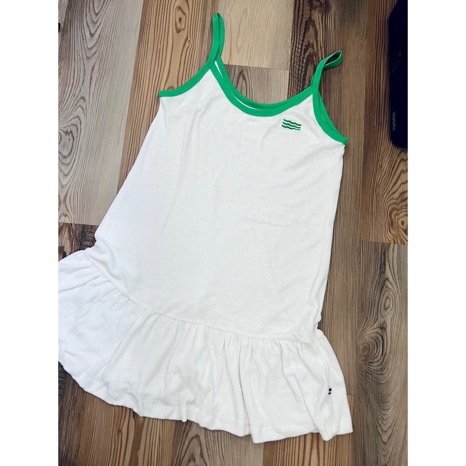 Sol Angeles Womens Preppy Loop Terry Cloth Ruffle Mini Tennis Dress Size L USA