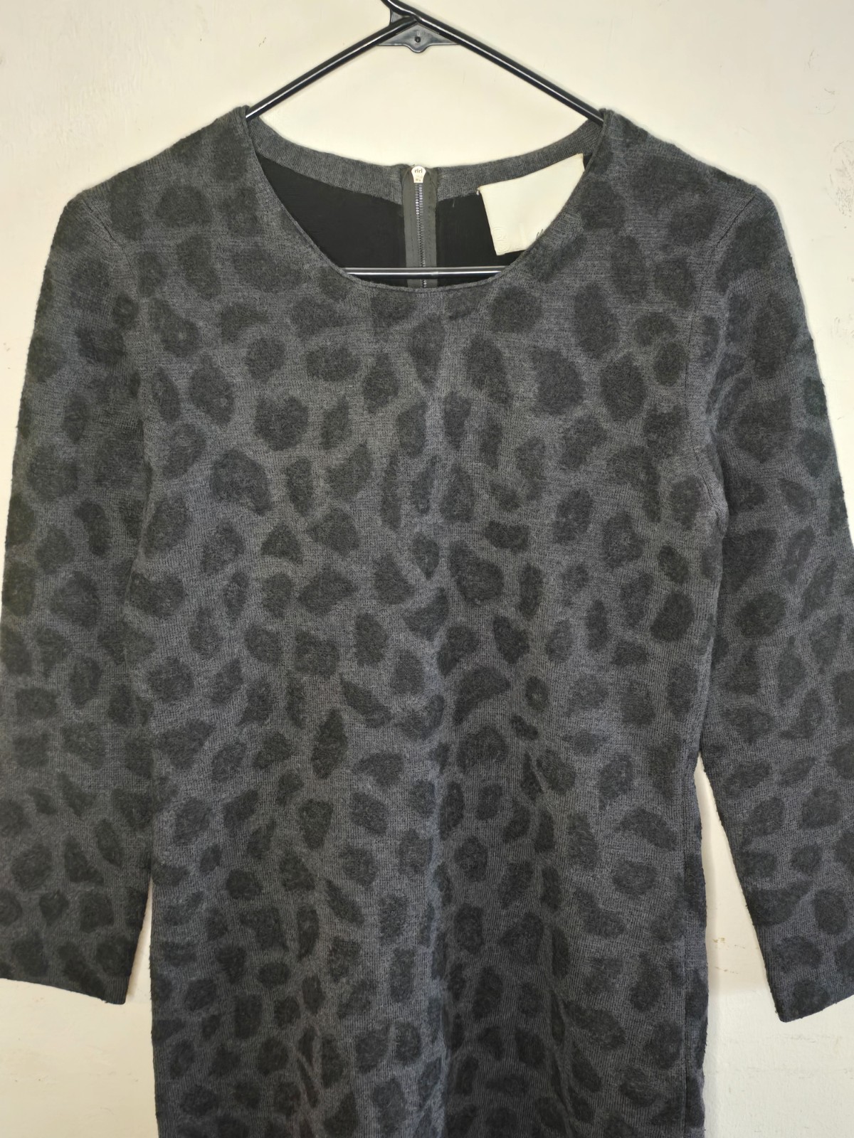 3.1 Phillip Lim Leopard Wool Sheath Dress Women’s Medium Black Gray Designer