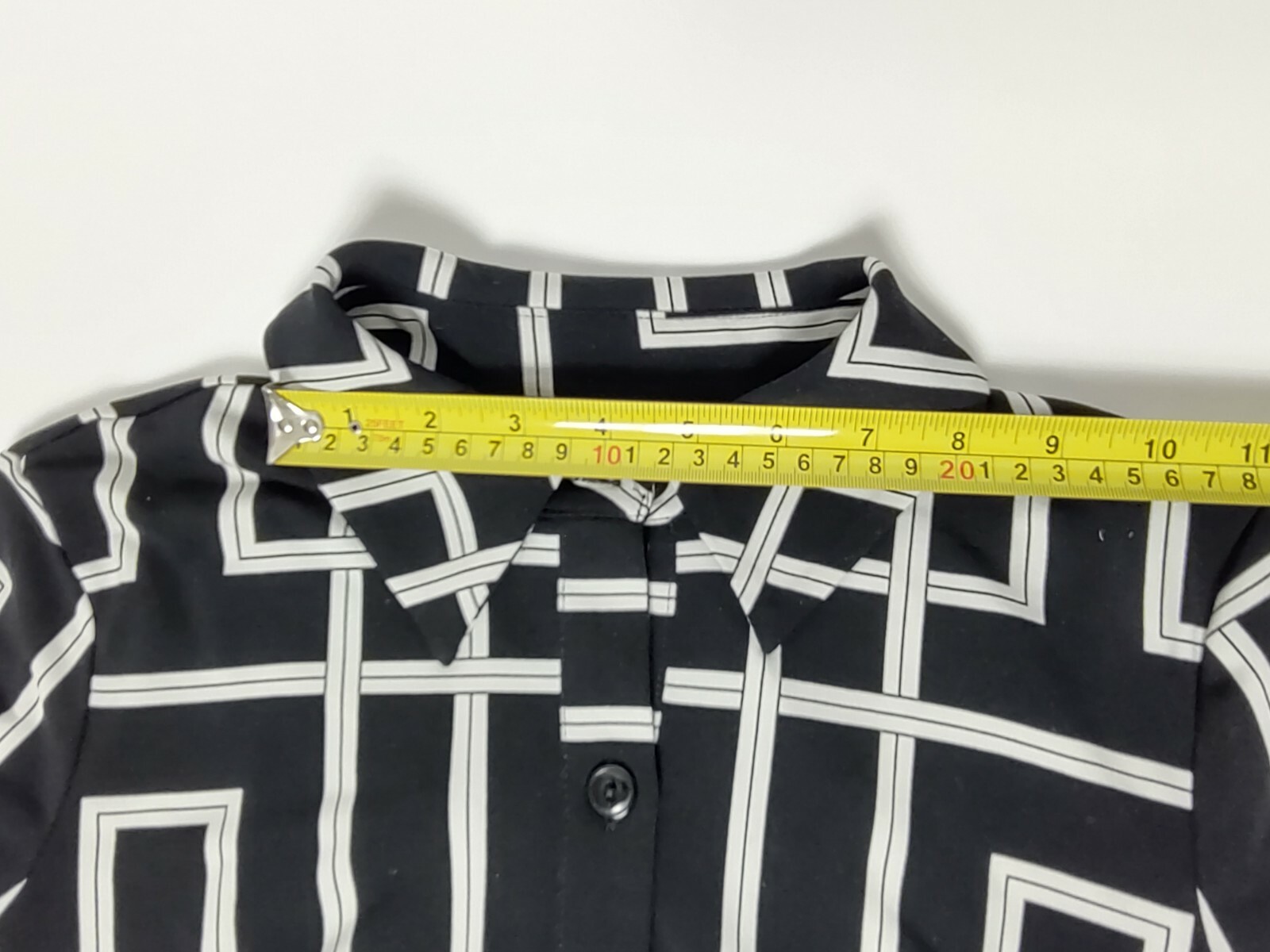 Button Down Dress Office Work Collar & Cuffs Classy Modern Knee Geometric