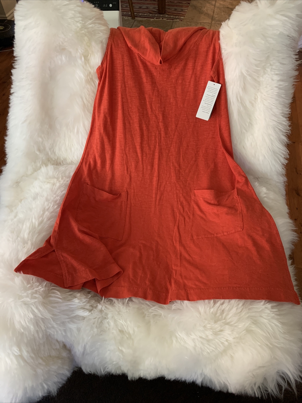 NWT Eileen Fisher Geranium Organic Cotton/Hemp Cowl Neck Dress Size XS $198