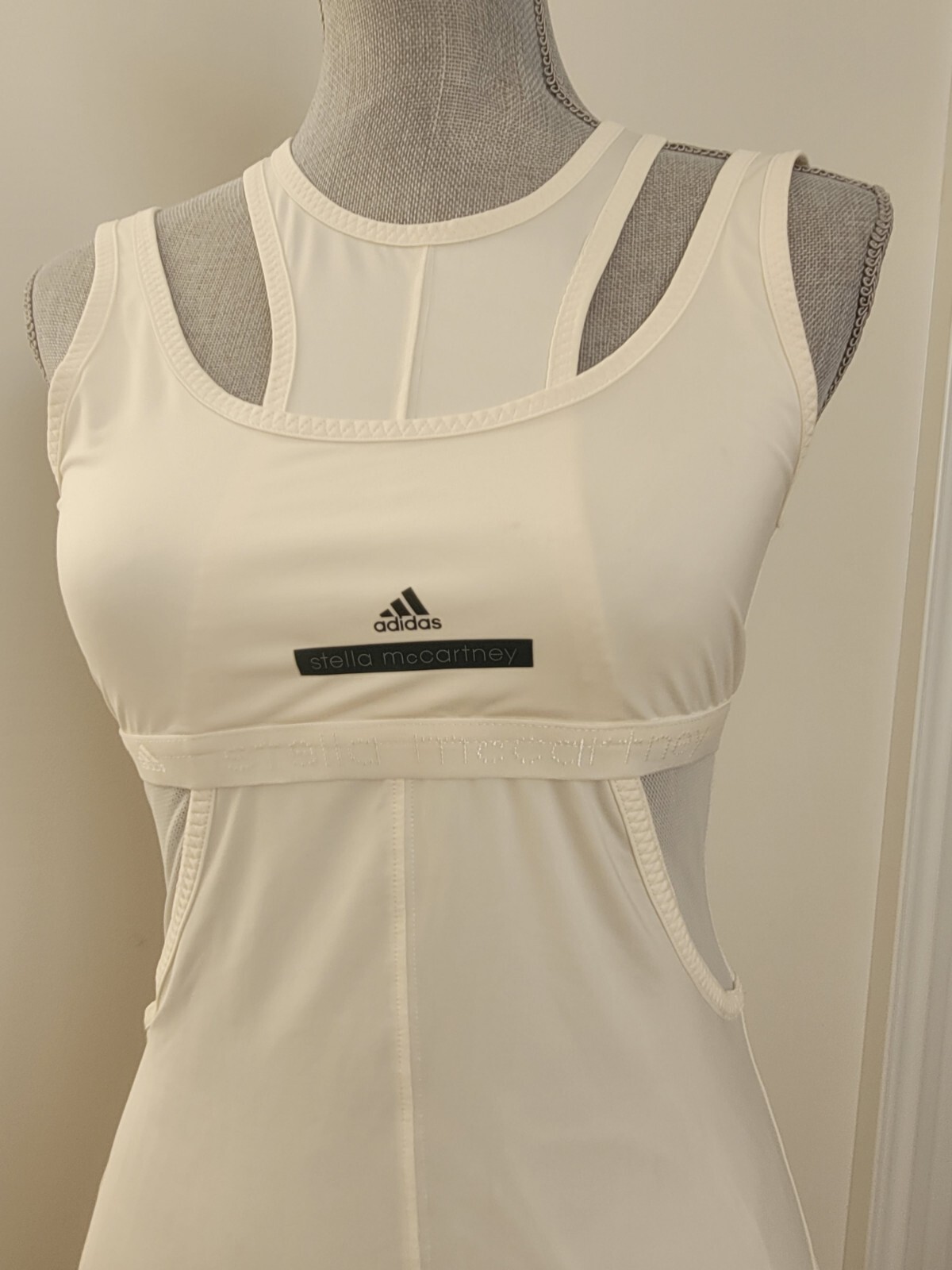 adidas by Stella McCartney Off White Pleated Layered Mesh Tennis Dress Small