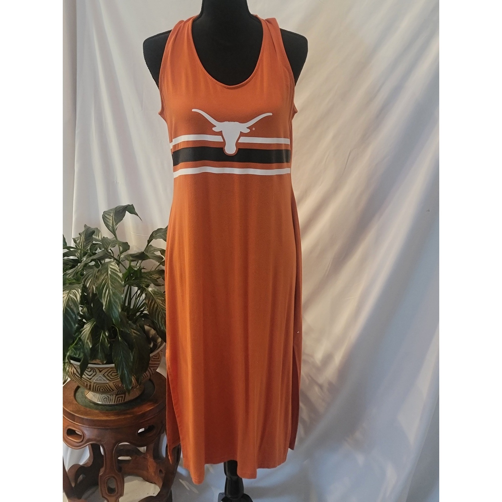 Texas Longhorns Burnt Orange Maxi Dress Women Sleeveless Tie Back Side Slit UT