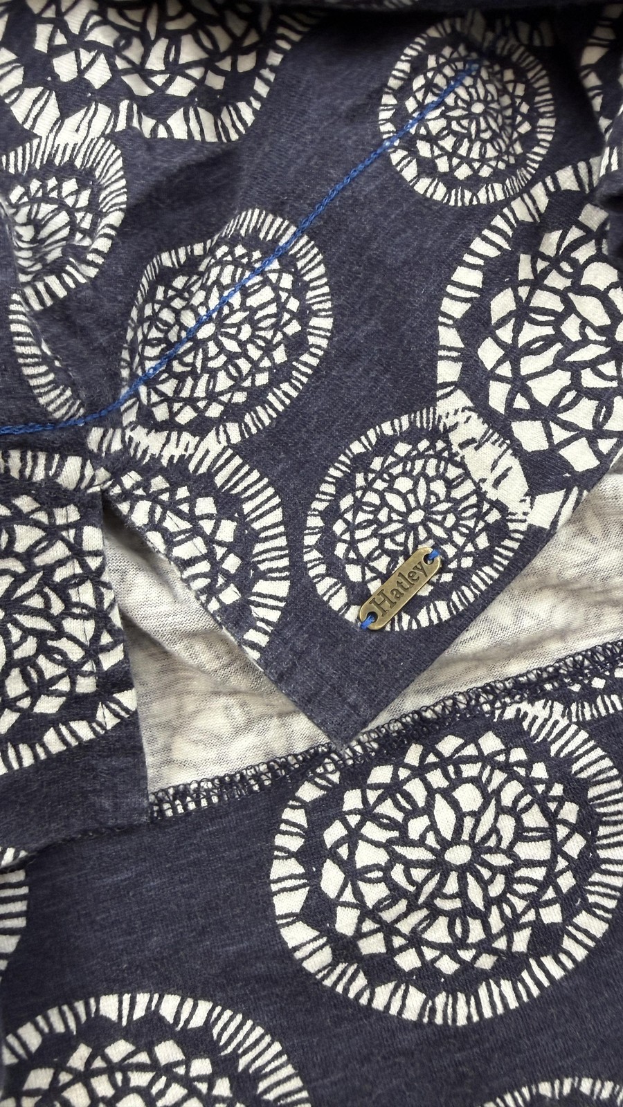 Hatley Dress Womens Medium Blue A-Line Shift V-Neck 3/4 Sleeve Geometric Print