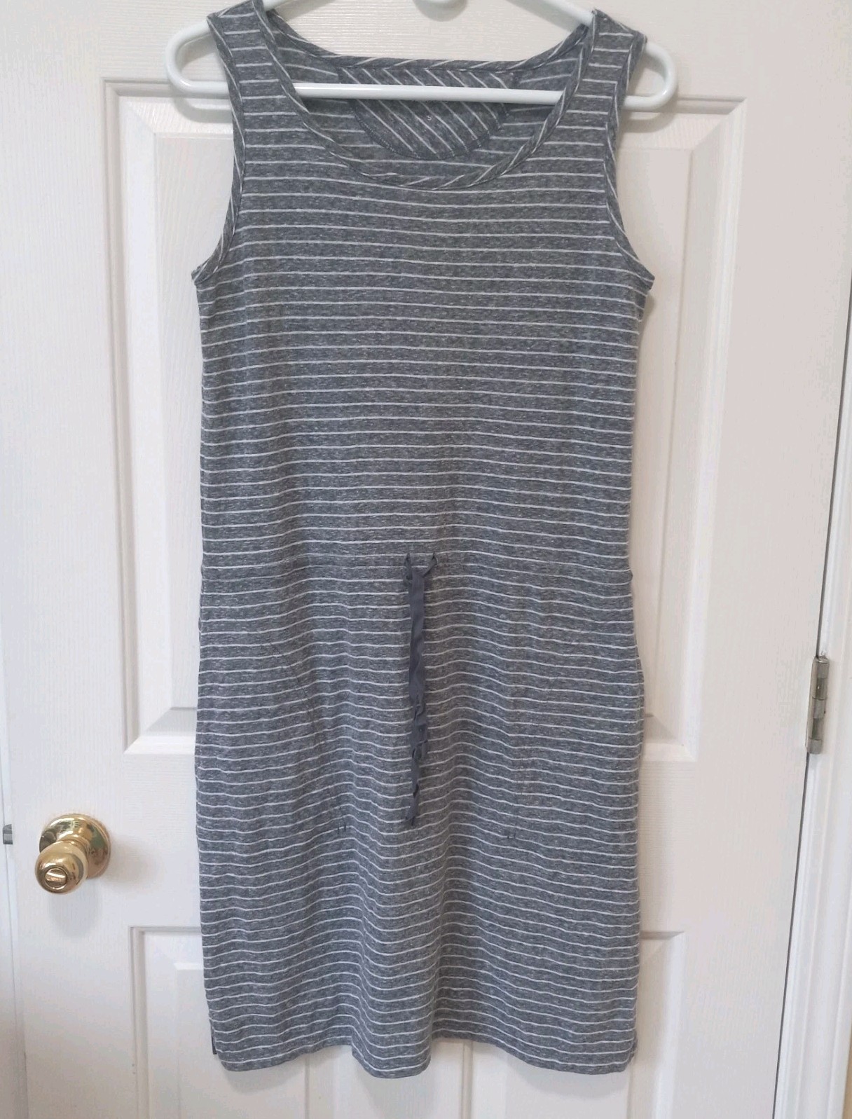 TALBOTS Women’s Gray Striped Pockets Cotton Blend Casual Career Resort Dress S