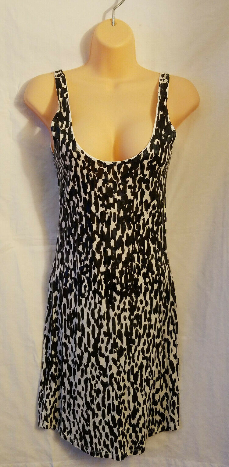 Womens Bisou Bisou White with Black Sleeveless Short Bodycon Dress Size XS