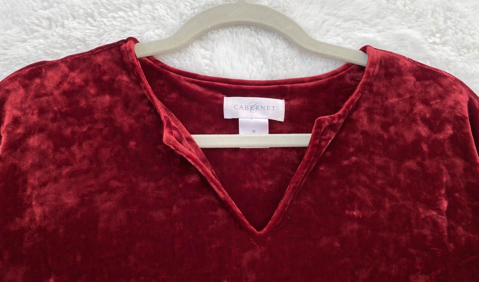Cabernet Womens Red Crushed Velvet Velour Bell Sleeve House Dress Size Medium